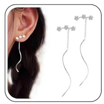 Aneneiceera Boucles D'oreilles Enfileur De Chaîne Fleur Vintage Boucles D'oreilles Goutte À Goutte En Chaîne Argentée Boucles D'oreilles Punk Dangle Boucles Longues À Enfiler Bijoux Pour Femmes
