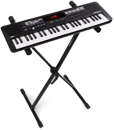 Max Rhapsody49 Clavier Électronique 49 Touches avec Stand, Synthétiseur Enfant, Différents Modes d'Apprentissage, Deux Haut-parleurs intégrés, Idéal pour Démarrer votre Apprentissage