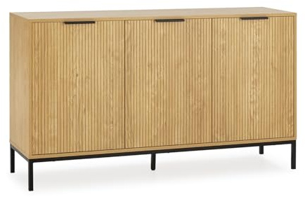 HOMN LIVING Buffet Mónica avec 3 Portes, Couleur Bois, 140 cm (Largeur) 40 cm (Profondeur) 80 cm (Hauteur)