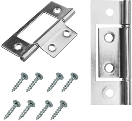2-Pack Bifold Door Hinges Fits for Prime-Line N 7273 Bi-fold Door Hinge, 3 x 1 Inch Non-Mortise Nickel Plated Bifold Door Hinges with Screws for Furniture Windows Cupboard Etc (Silver)