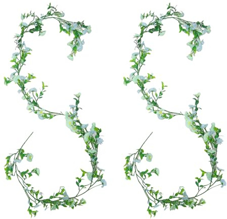 OMJMYY 2 PCS 210cm Guirnalda Flores,Guirnalda de Flores Artificiales Margarita Decoracion,Vid De Flores Colgantes Falsas para la Decoración de la Pared de la Boda al(Azul
