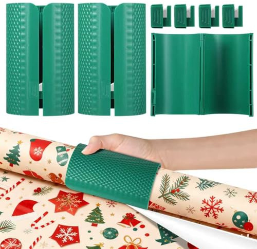 Wrapping Paper Cutter with Replaceable Blades – Gift Wrap Roll Sliding Cutter Tool, Open/Closed Modes, Safe & Easy Trimmer for Christmas, Birthday & Holiday Wrapping