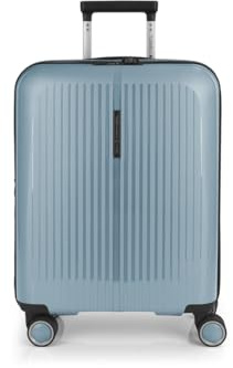 Gabol - Maleta de Cabina Rígida Expandible Brooklyn 55x40x22/25 cm - Equipaje de Mano Ligero 2,8kg con Capacidad hasta 47,4L - 4 Ruedas Dobles 360° y Cerradura TSA - Diseño Español - Azul Claro