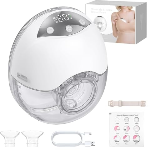 YGiTK Sacaleches Eléctrico Manos Libres Extractor de Leche Portátil Silenciosa con 4 Modos y 12 Niveles, Con Brida de 19/21/24 mm y Gran Capacidad de 210 ml, Diseño Antidesbordamiento para Oficina