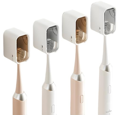 EJRUP 4 Piezas Antipolvo Portacepillos de Dientes - Soporte Cepillo de Dientes eléctrico para Pared sin Taladro, Adhesivo Porta cepillos de Dientes baño, Organizador baño, niños, Adultos