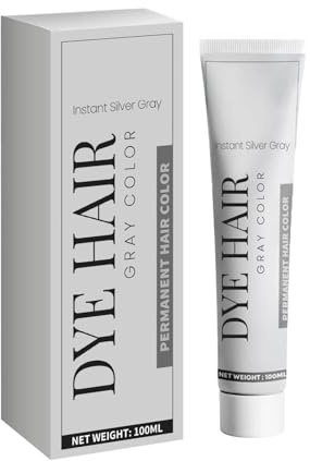 Tinte para el cabello gris plateado, 100 ml, crema de coloración instantánea, crema para el cabello natural, color gris plata, unisex, fijación de color duradera, nutritiva y brillante, para todos los