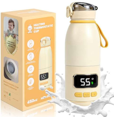 JUOIFIP Tragbarer Flaschenwärmer Unterwegs für Baby 450ml, Getrennter Flaschenwärmer für Muttermilch & Wasser, Leicht zu Reinigen, Ideal für Ausflüge, Nacht, Auto & Flugzeug