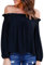 Kolylong® Frauen Elegant Trägerlos Bluse Herbst Winter Locker Langarm Shirts Backless Top Hemd (S, Schwarz)