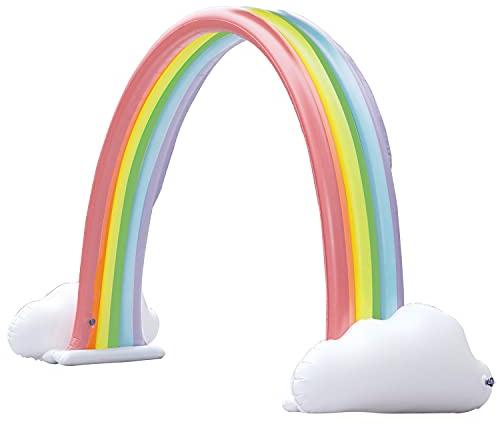 Teamson Kids Large Water Sprinkler Arch, Inflatable Giant Rainbow Splash Fun, Outdoor Garden Toy for Boys & Girls