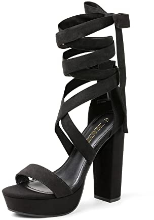 DREAM PAIRS High Chunky Block Platform Heels for Womens Strappy Gladiator Sexy Open Toe Dressy Sandal SDHS2205W Black 11