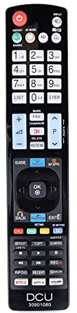 DCU TECNOLOGIC | LG Smart TV-fjärrkontroll | TV-fjärrkontroll | kompatibel med LG Smart TV | Netflix och Prime Video-knapp | Svart