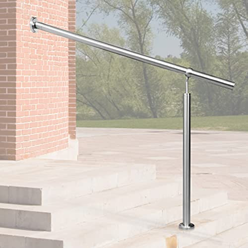 Randaco Eingangsgeländer Edelstahl Handlauf Treppengeländer Geländer Seitliche Montage Winkel Einstellbar Wandhandlauf, inkl.Montagematerial, Pflegeleicht Innen Außen Handlauf, 150cm