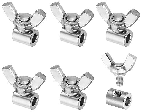 PATIKIL Morsetto per Cavo 4mm Foro Filo Corda Mollette, 6pz 304 Inossidabile Acciaio Singolo Foro Mano Intrecciato Filo Morsetti Elementi fissaggio Viti per Acciaio Filo, Argento