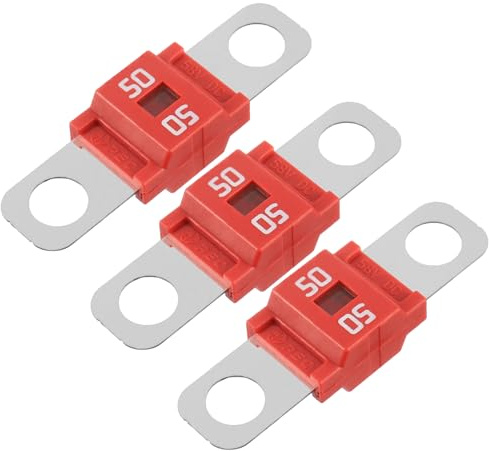 SIGANDG AMI/Midi Fusibili 50A ad Alta Corrente Bolt-on Fusibile 50 Amp Rosso per Auto, Autobus, Camion, Roulotte, Veicoli da Costruzione (Confezione da 3)