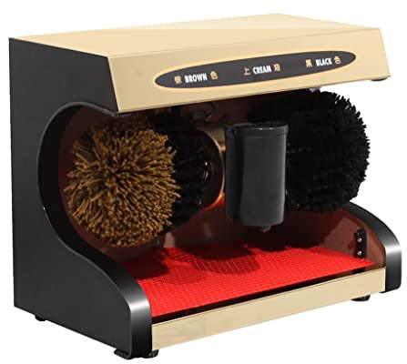 Floor-Standing Shoe Shine Machine, Fully Automatic Infrared Sensor-Controlled Shoe Shine ProcessorShine Processor for Hotel Bank Club Hall Electric Shoe Polisher(Gold)