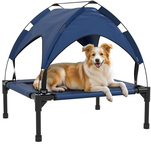PawHut Cooling Raised Dog Bed for Medium Dogs 76 x 61 x 69.5cm Dark Blue