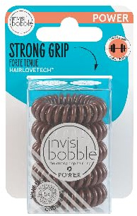 invisibobble Power Traceless Spiral Hair Ties - 5 Pack - Brown - Strong Elastic Grip Coil Hair Accessories for Active Women - No Kink, Non Soaking - Gentle for Girls Teens and Thick Hair