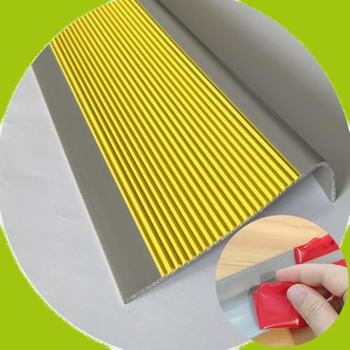 YCBTPS Profilo Angolare Antiscivolo in PVC, Autoadesivo Profilo per Bordi Scale, Strisce Antiscivolo per Gradini per Scale/Angoli Interni Ed Esterni(Yellow,10cm)