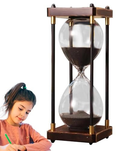Clessidra grande, timer a clessidra, 60 minuti, timer vintage in legno, clessidra, decorazione moderna per casa, cucina, ufficio