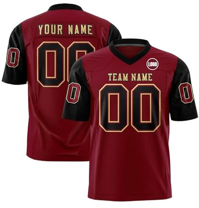 Custom American Football Trikot mit gedrucktem Teamname, Nummer, Name, Logo Atmungsaktives Rugby Shirt für Herren, Damen, Jugend und Kinder, Geschenk für Erwachsene Kinder