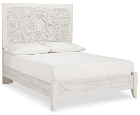 Signature Design by Ashley Paxberry Traditional Adjustable Full Panel Bed, Foundation or Box Spring Needed, White