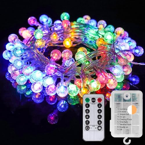 BatdTech Guirlande Lumineuse Boules 100 LED 39 FT, IP65 Etanche Guirlandes de Noël Eclairage Intérieur et Extérieur, Ampoules LEDs Bande Décoration Noël pour Chambre Fête de Jardin