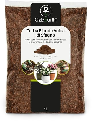 GebEarth® | Torba Bionda Acida di Sfagno【1L】 | Ideale per Ortensie, Azalee, Mirtilli e Piante Carnivore | Torba bionda Fibrosa e pH Acido per una Crescita Sana.