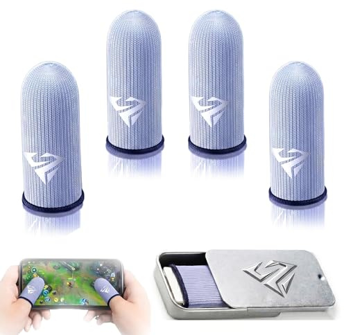 4 Pezzi Gaming Finger Sleeves - Guanti Gaming Traspiranti per Touch Screen - Accessori Gaming per videogiochi - Copridito per videogiochi su dispositivi mobili - Copridito argento