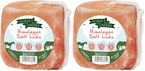 Horse Herbs Himalayan Salt Lick 1.5kg | 100% Natural Equine Supplement, Digestion Support for Horses & Ponies, Ideal for Hydration & Electrolytes, Easy to Hang (Pack of 2)