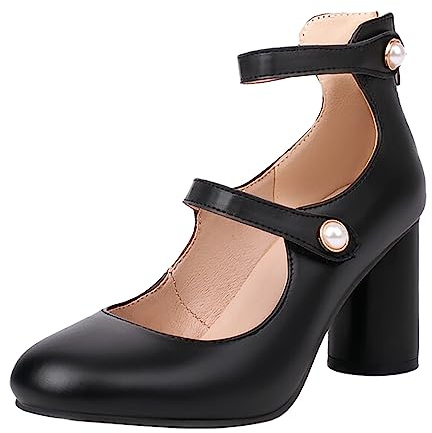 Generisch Zapatos de tacón alto para mujer, punta redonda, para ocasiones festivas, tallas grandes, elegantes zapatos individuales para bodas, eventos especiales