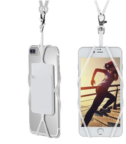 Gear Beast Cell Phone Lanyard - Universal Neck Phone Holder w/Card Pocket and Silicone Neck Strap - Compatible with Most Smartphones, Clear