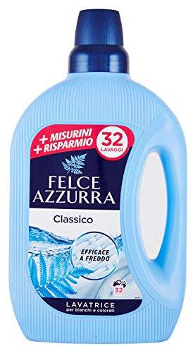 Felce Azzurra - Detersivo Lavatrice Liquido Classico Capi Bianchi e Colorati, Bucato Fresco Profumato Efficace anche a Freddo, Detersivi Concentrati Smacchia a Basse Temperature, 1595 ml (32 Lavaggi)