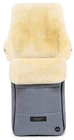 Saco universal AROSA LUXE de piel de cordero para carrito de bebé WERNER CHRIST BABY - Curtido medicinal, saco para coche, sillas de paseo o Buggy, en color azul moteado