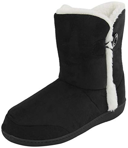 Home Slipper Men's Super Soft Plush Slipper Boots Faux-Suede Fabric Cozy Warm House Shoes Indoor Ankle Bootie Slippers,Black,US 9/10