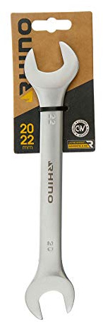 RHINO - Clé à fourches, Clé Plate, clé de Serrage à fourches - Diamètre 20 x 22 mm - Fabriqué en Acier (Chrome Vanadium) - Haute qualité - Garantie à Vie - Plusieurs Tailles Disponibles