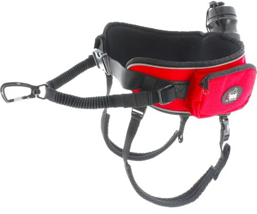 I-dog Comfort Trek Canicross, Canirando, Canitrail, intensive Nutzung Sport oder Freizeit, ist eine französische Marke. - Einheitsgröße - Farbe: Rot, Lieferung mit der Trinkflasche
