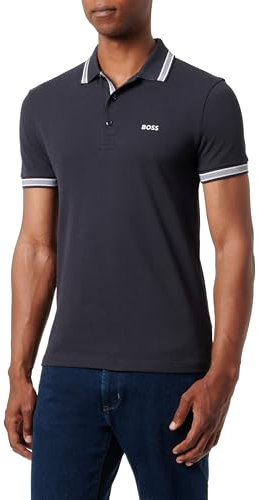BOSS Herren Paddy Curved Polohemd, Dunkelblau, XL EU