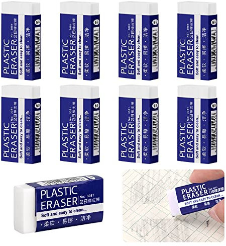Miying 9 Stück Radiergummi Kinder 2B Weich Radierer Mini Geeignet Premium Qualität Kein Abfärben Absolut Alterungsbeständig für Schulen und Büros Malerei, Weiß