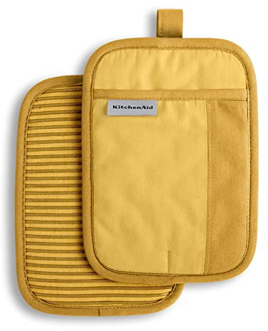KitchenAid Beacon Two-Tone Non-Slip Pot Holder Set, Majestic Yellow, 7x10, 2 Piece