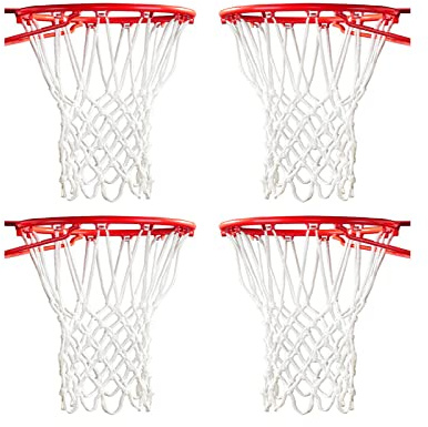 ALALAL 4 Pcs White Premium Quality Professional Basketball Net Replacement Bold Polyester Woven Rope Basketball Hoop Nets Fits Standard Indoor or Outdoor Rims 12 Loops，21inch