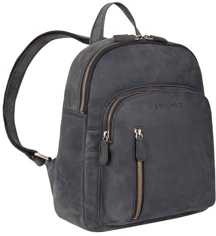 STILORD 'Summer' Daypack Frauen Leder Rucksack Kleiner Tagesrucksack Cityrucksack Vintage Stadtrucksack Elegant und Modern Rucksäcke Damen Echtleder, Farbe:carbon - grau