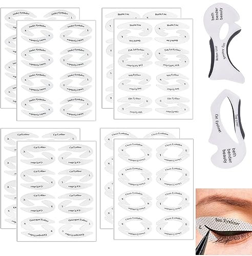 Lidschatten Schablone Set,Schnelles Augen Make-Up Aufkleber Schablone,Eyeliner Schablone Lidschatten Schablone,Augen Make Up Schablone,Eyeliner-Lidschatten-Schablonen-Set für Anfänger (8 Blätter)