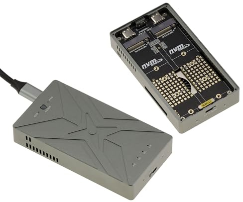 KALEA-INFORMATIQUE Caja de Aluminio USB 3.2 20G para 2 SSD M2 NVMe, Independiente o clúster Raid 0 1 Grande. con Ventilador de refrigeración