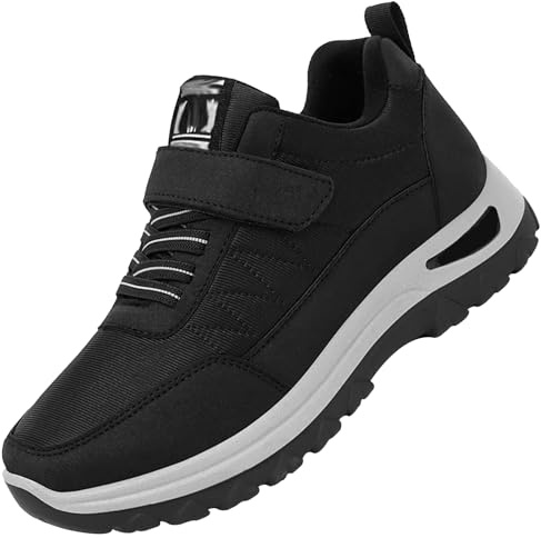 Aocase Zapatos Ortopédicos para Fascitis Plantar y Pie Diabético - Caminar, Juanetes, Casa, Hombre, Negro, 43/265mm