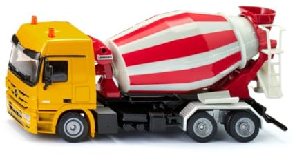 siku 3539, Mercedes-Benz Fahrmischer mit Liebherr Aufbau, 1:50, Metall/Kunststoff, Gelb/Rot, Baustellen-Spielzeug, Drehbare Trommel