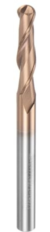 sourcing map Ball Nose End Mill 2 Flute 1/4 Diameter 1/4 Shank Tungsten Carbide Spiral CNC Router Bits 1-1/8 Cutting Length Single End Ball Cutting Tool for Carving Engraving