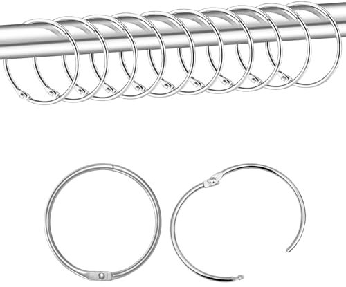 20 Stück Metall Vorhangringe,TopBine 50mm Vorhang Hängend Ringe Rundringe Vorhang Clips Gardinenringe, für Vorhänge Bett und Duschvorhänge (Silber)