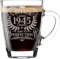 80th Birthday Gift for Men Vintage 1945 Aged to Perfection Engraved Glass Mug Gift for Coffee Lovers Tea Cup Present for 80 Year Old 300ml Coffee Mug Funny Novelty Mug Gift For Men or Women