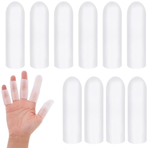 OQKAHIV 10 pcs protectores de silicona para dedos, protectores de dedo de gel, impermeables, protectores de dedos, protectores de dedos de silicona, guantes de dedos para heridas de mano(Blanco)