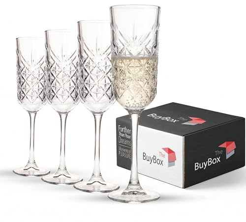 the mask el turko Champagne Flutes Set of 4 (175ml/5.7oz), Mimosa Glasses, Prosecco Glasses, Crystal Design Champagne Glasses, Vintage Coupe Glasses